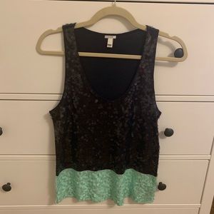 J. Crew Sequin Colorblock Tank